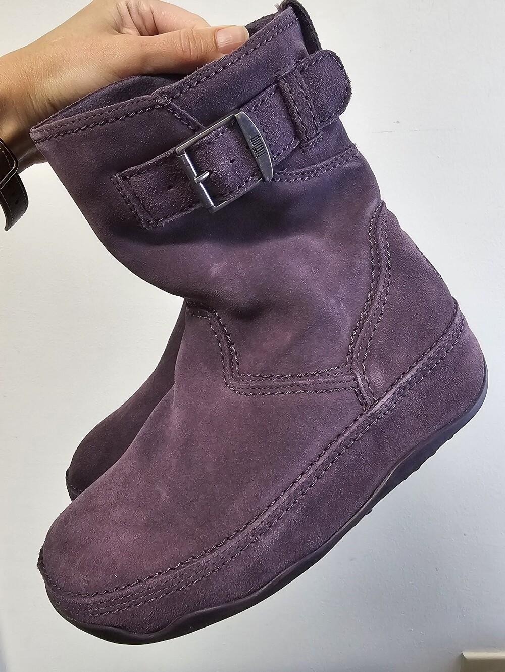 FitFlop Superboot Mid-Calf Suede Slouch Boots Purple Amethyst - Size 6
